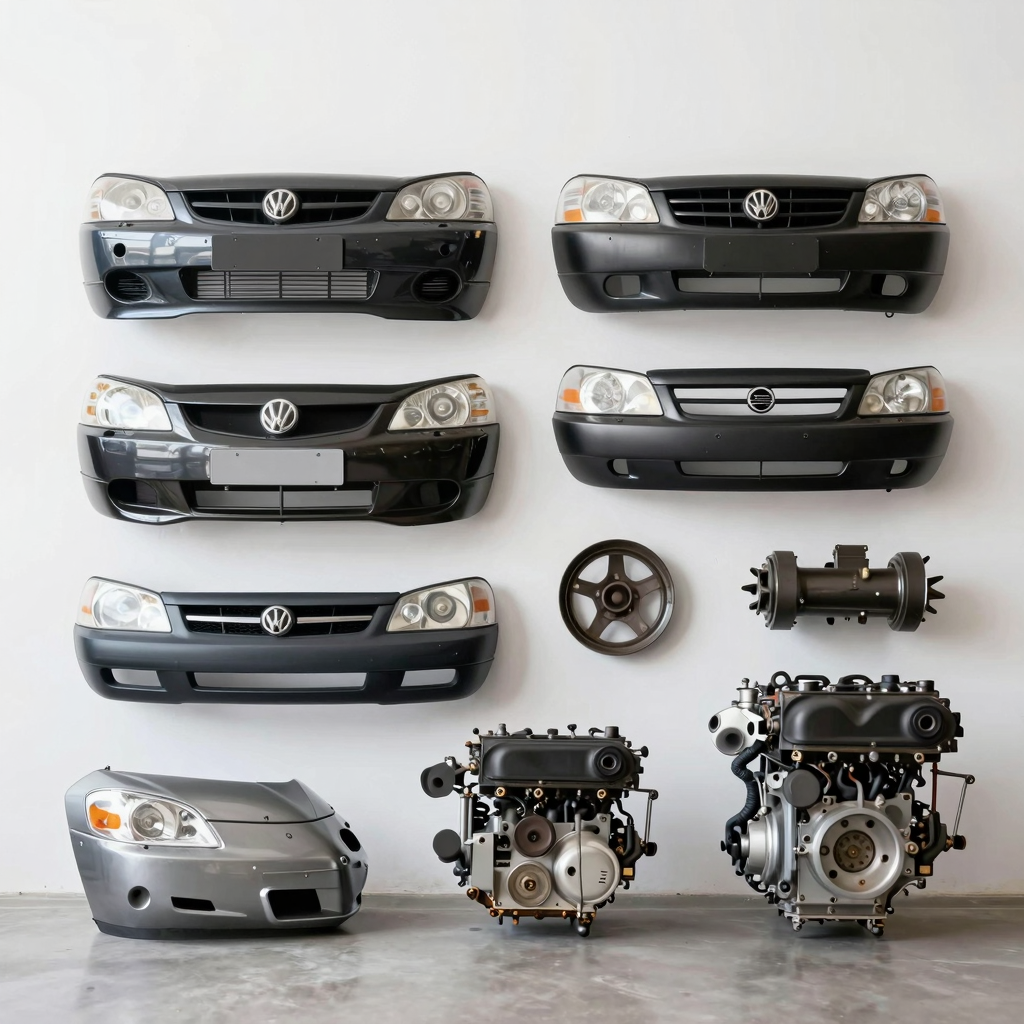 Various used auto parts arranged aesthetically