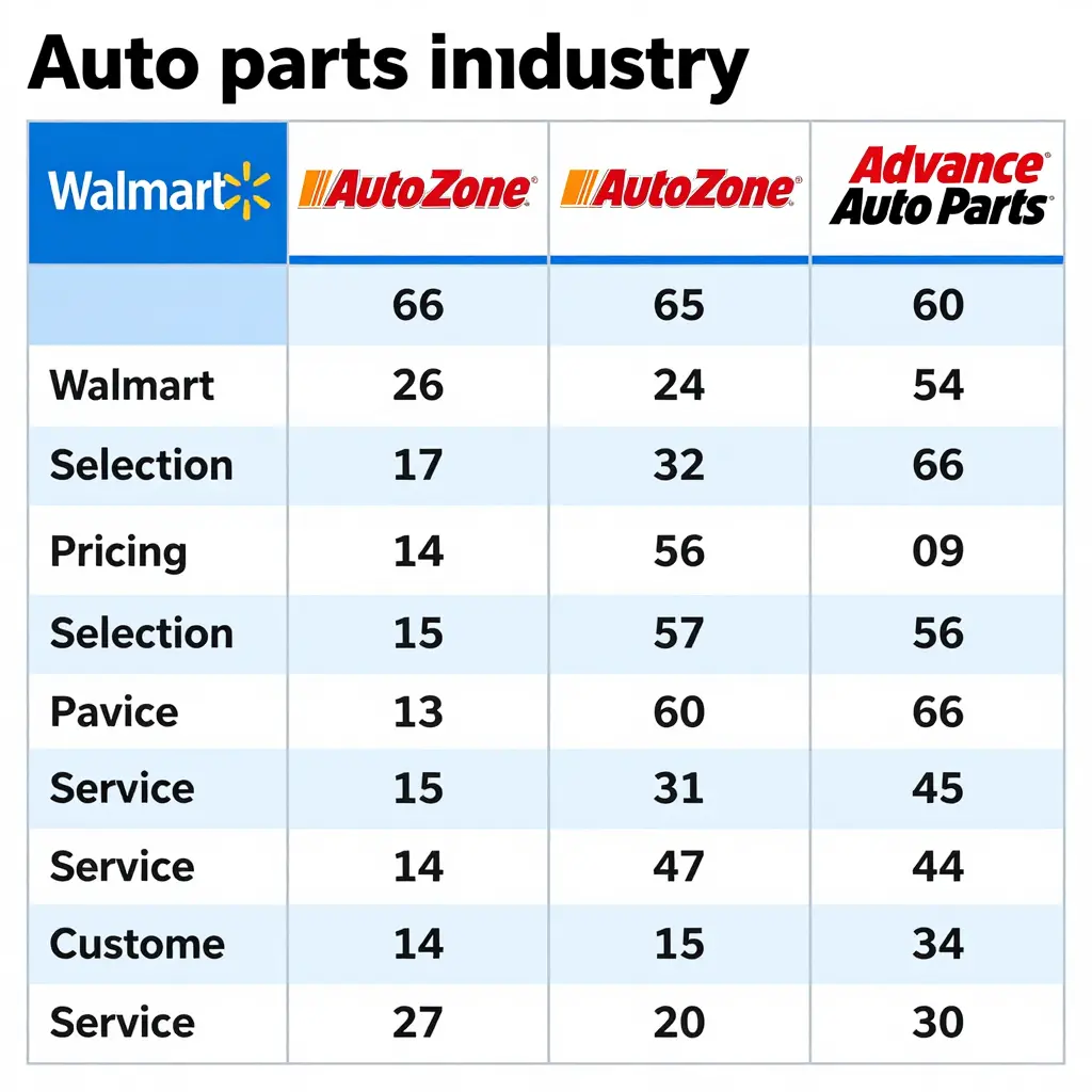 Comparative Table of Auto Parts Retailers