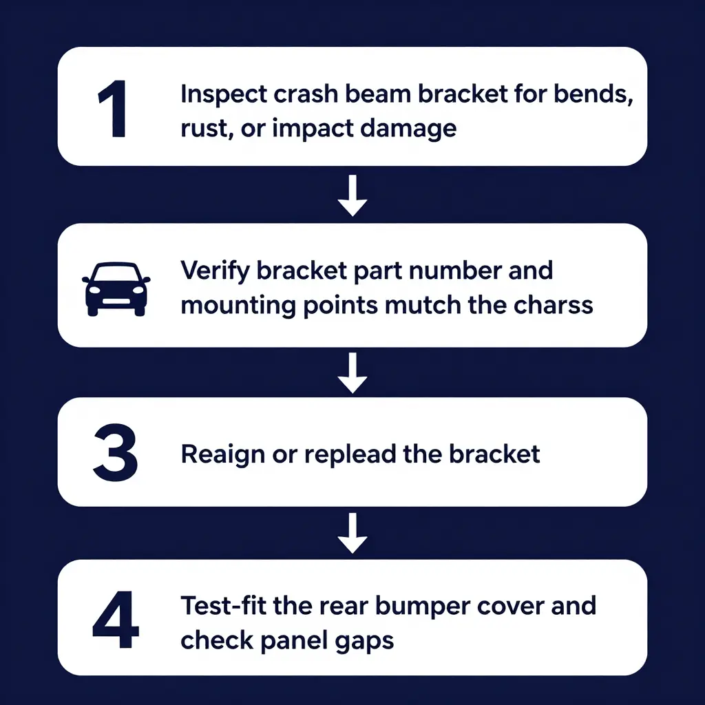 Four-step diagnostic workflow for the Evo X rear bumper crash beam bracket