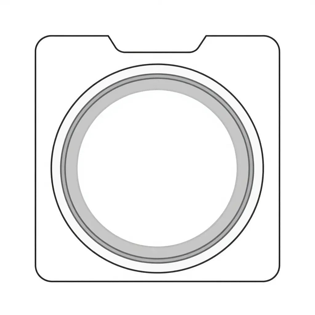 Schematic 2D cross-section diagram showing a single cylinder bore with a thick surrounding wall thickness band contrasted against a thinner comparison band, illustrating wall thickness and hoop stress geometry in a billet block
